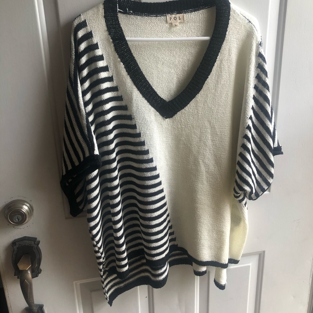 Black and off white striped sweater